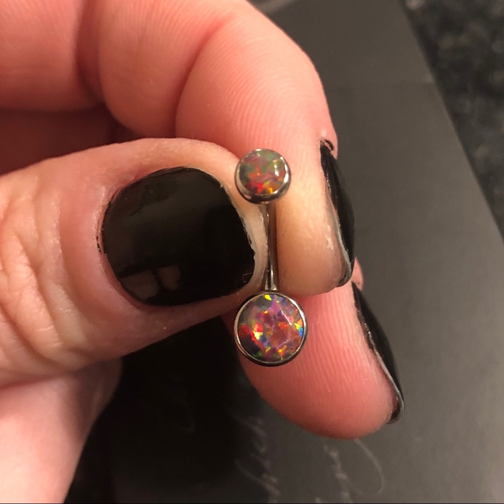 Anatometal 14g Black Opal titanium beveled navel